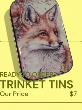 Fox Illustration Trinket Tin - Floral Accent